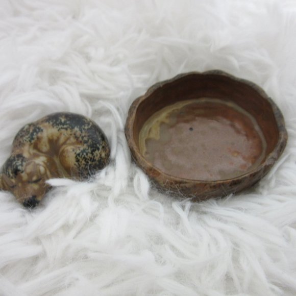 Otagiri OMC Sleeping Dog in Basket Figurine Two Piece Ceramic Vintage Japan - Picture 8 of 12